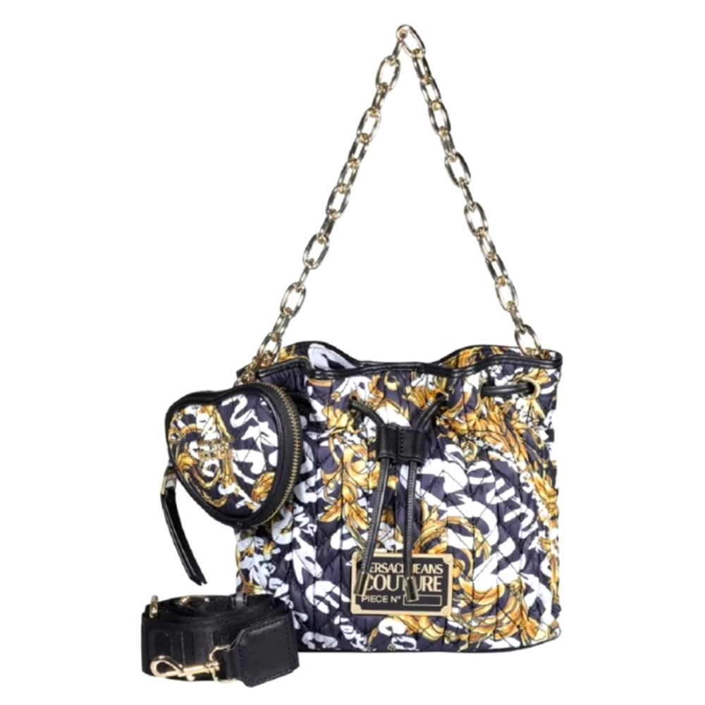 NWT Versace Jeans Couture Quilted Nylon Bucket Crossbody Bag